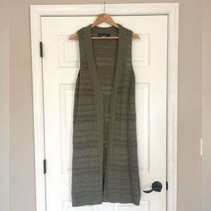 Blue Rain Olive Green Woven Knit Duster. M